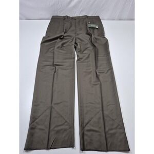Zanieri Dress Pants Mens 44x36 Brown Wool Pleated Straight Unhemmed Italy NWT